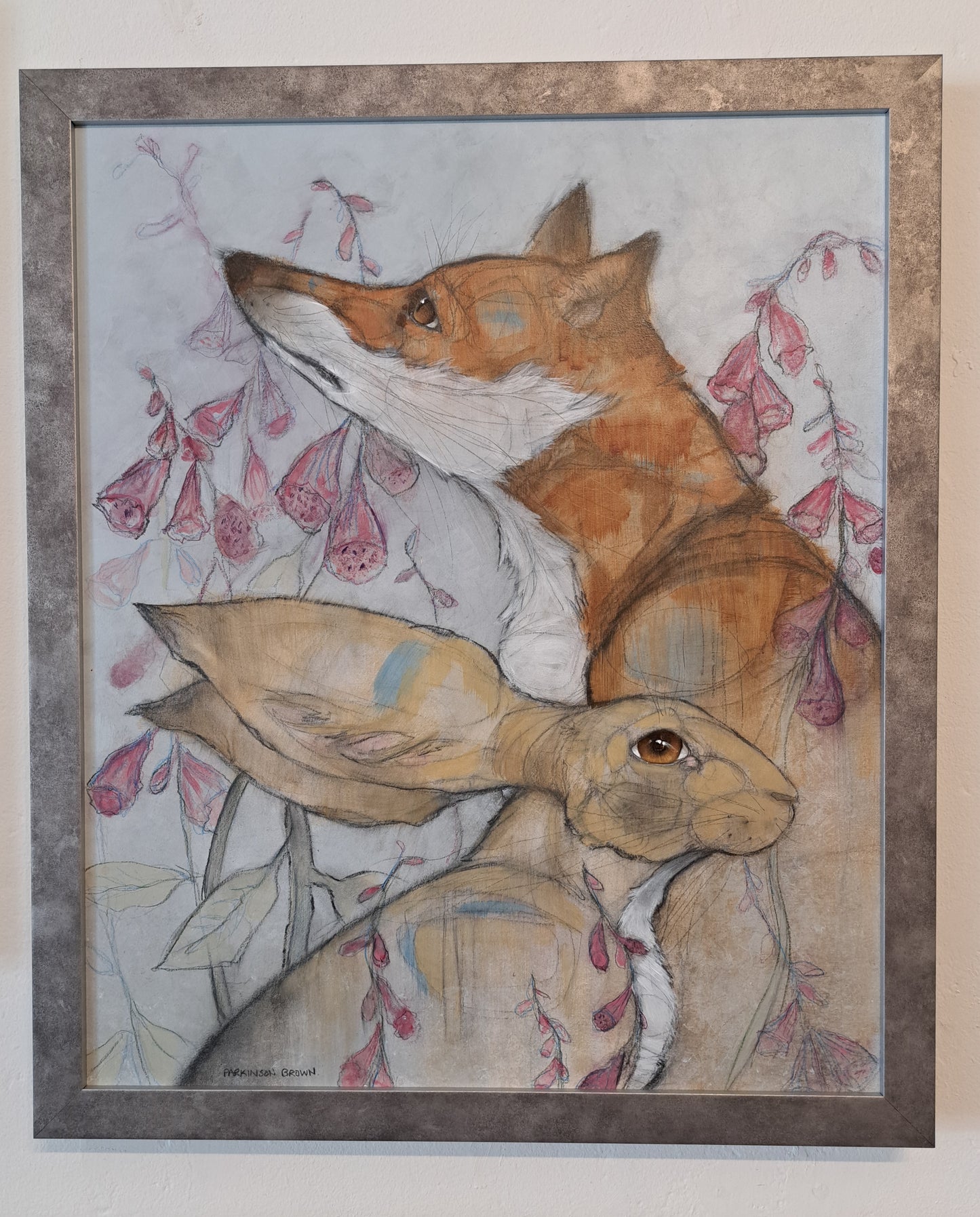 Fox and Hare with foxgloves