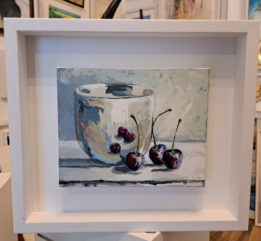 cherrys and silver bowl