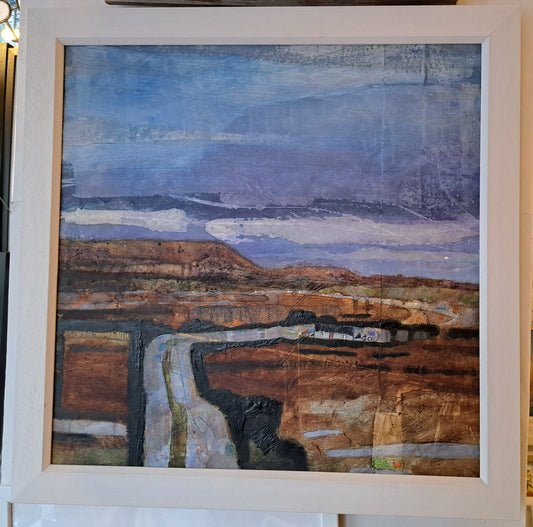 "Evening hanging over a bogland cottage"