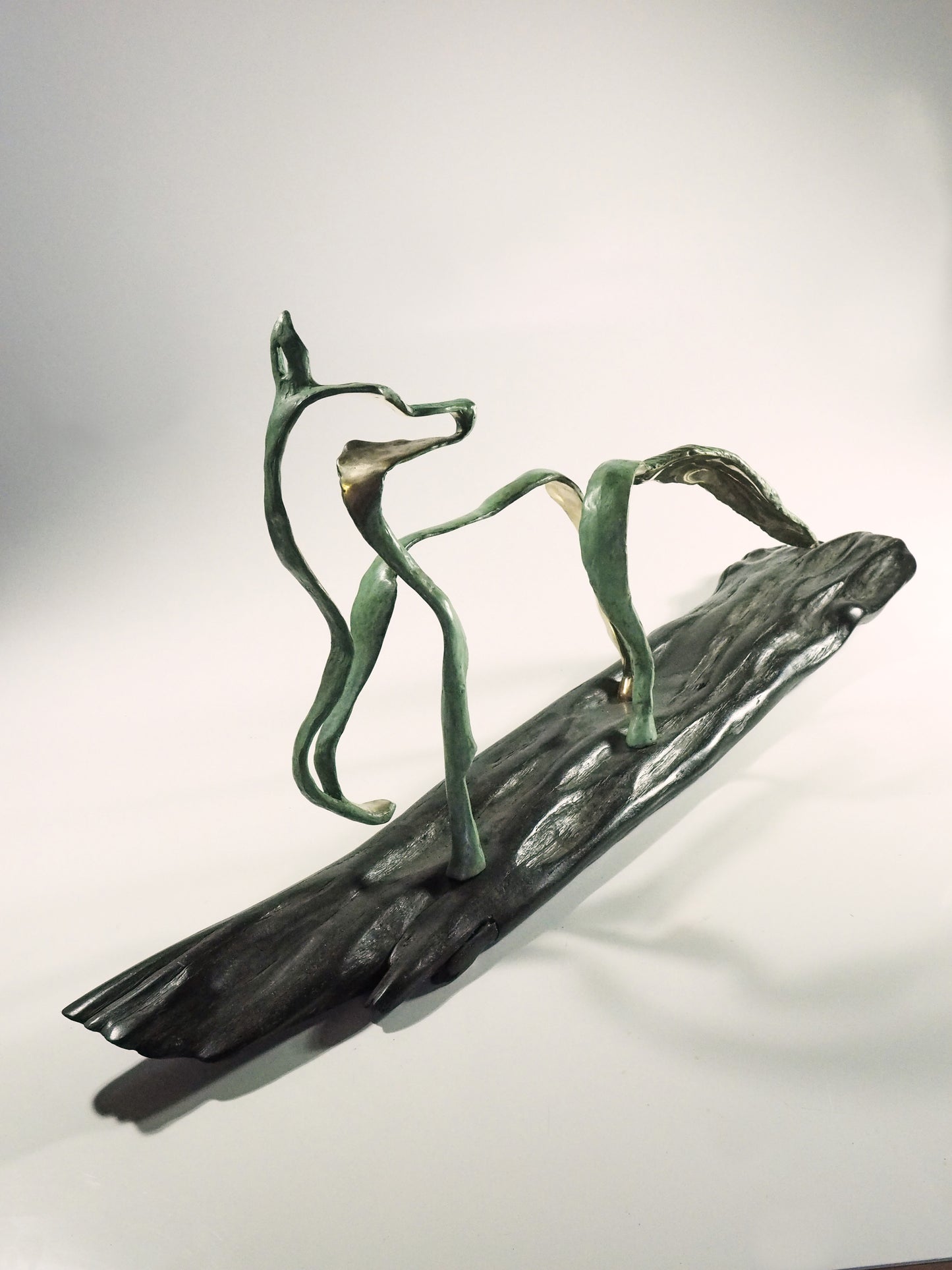 "Who goes there" bronze on bog oak