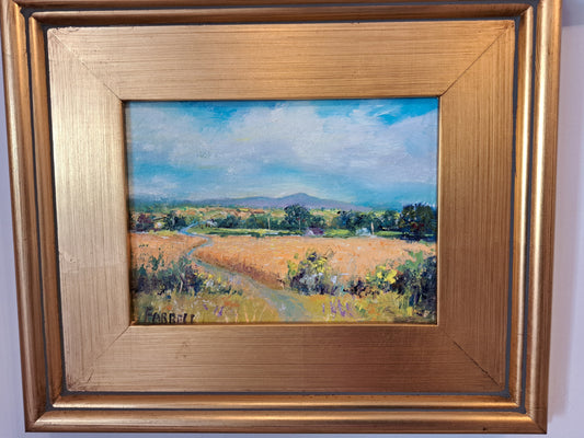 "Lane through the cornfield"  by Olive Farrell