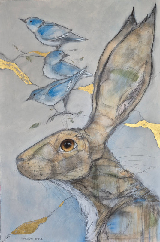 Hare with Bluebirds