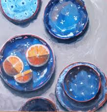 Orange with blue plates