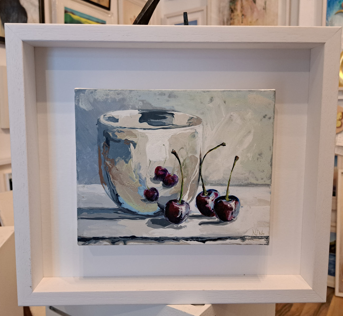 cherrys and silver bowl