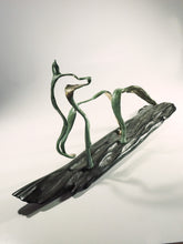 Load image into Gallery viewer, &quot;Who goes there&quot; bronze on bog oak
