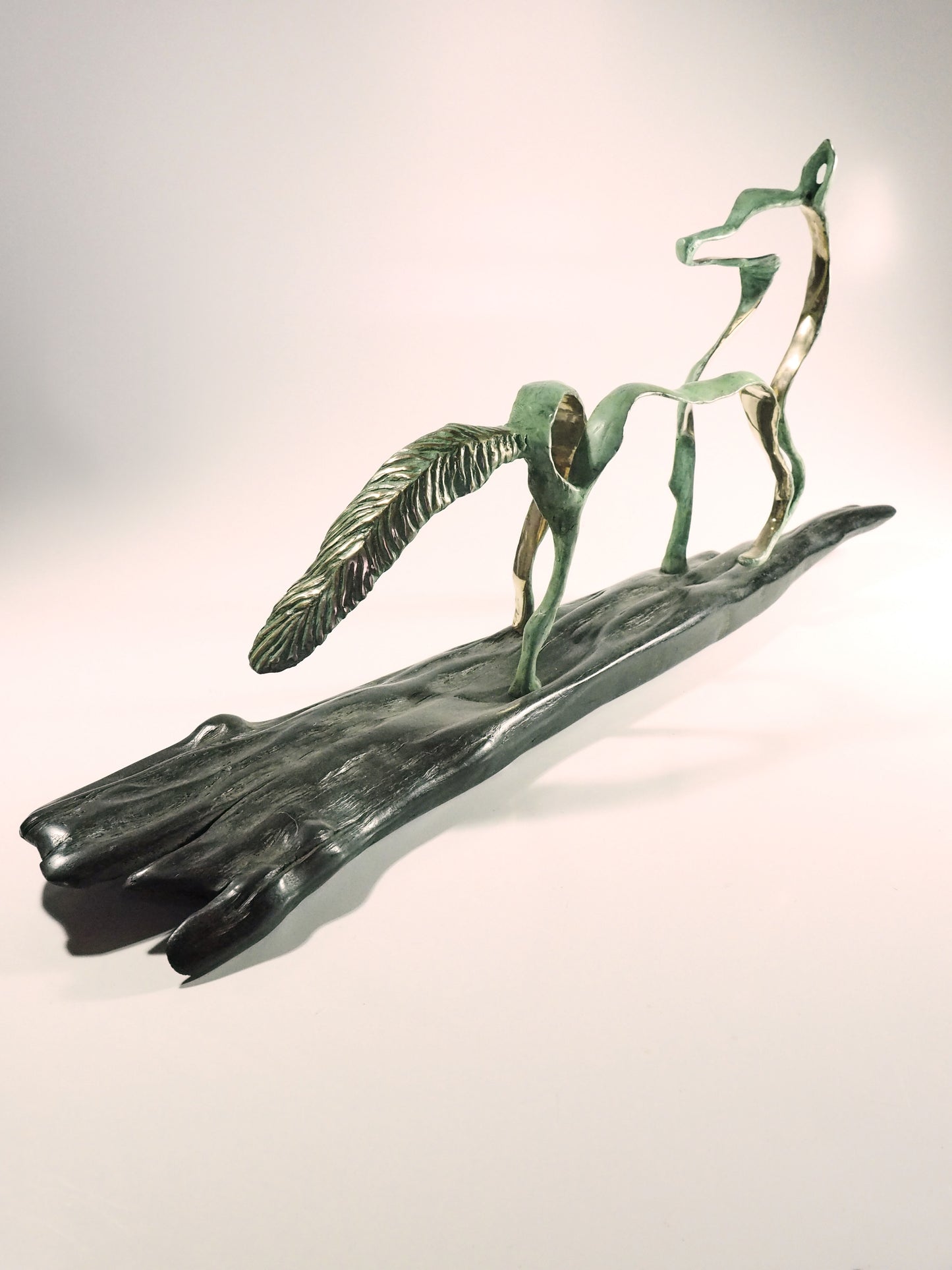 "Who goes there" bronze on bog oak